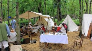 Participants display what a pioneer encampment looked like at the Aukiki River Festival. (Kankakee Valley Historical Society / Handout)